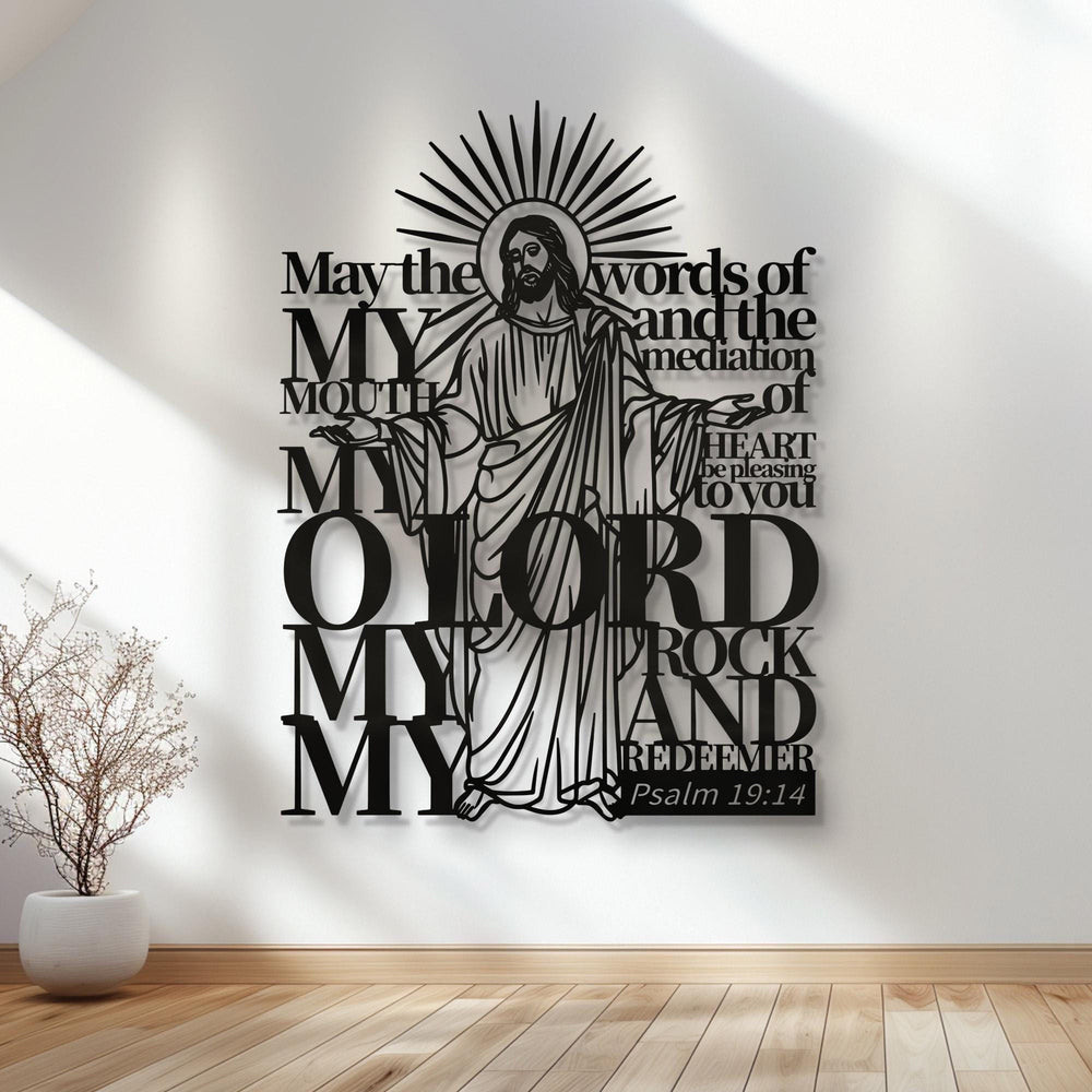 Christianartworkshop Psalm 19:14 Jesus Figure Metal Wall Decor for Religious Home - image 1