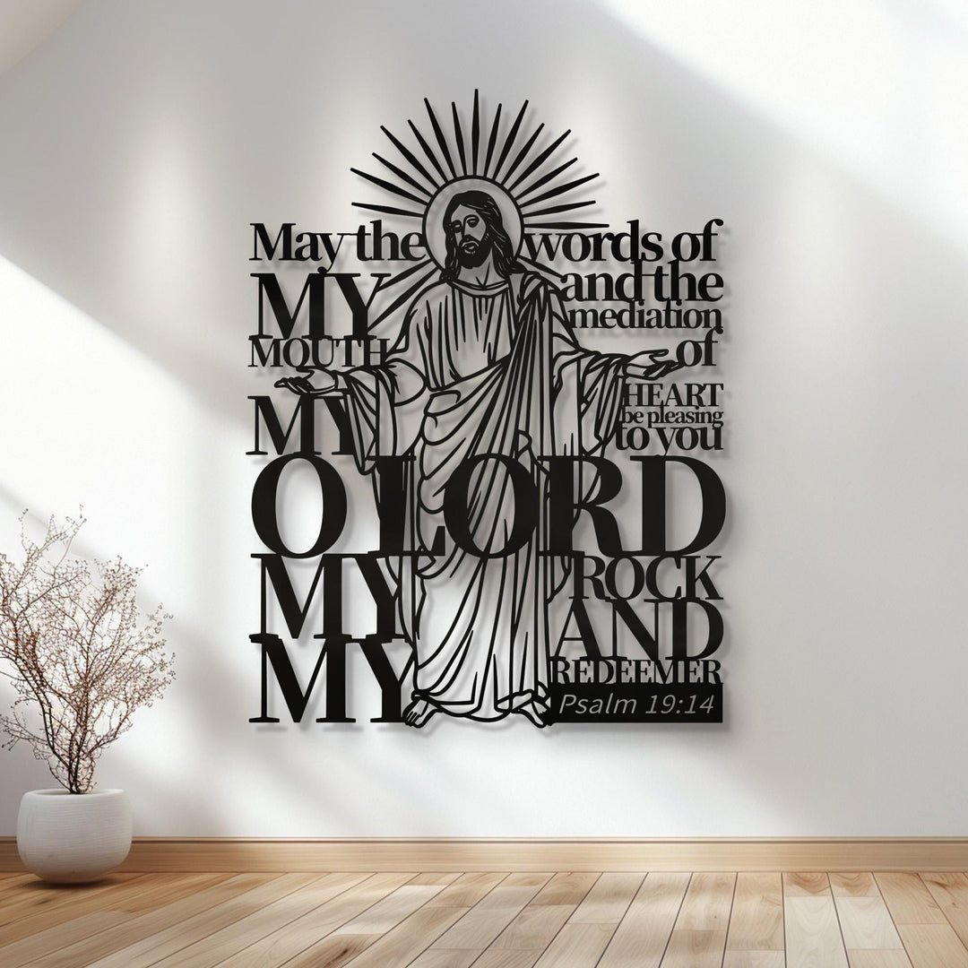 Christianartworkshop Psalm 19:14 Jesus Figure Metal Wall Decor for Religious Home - image 1