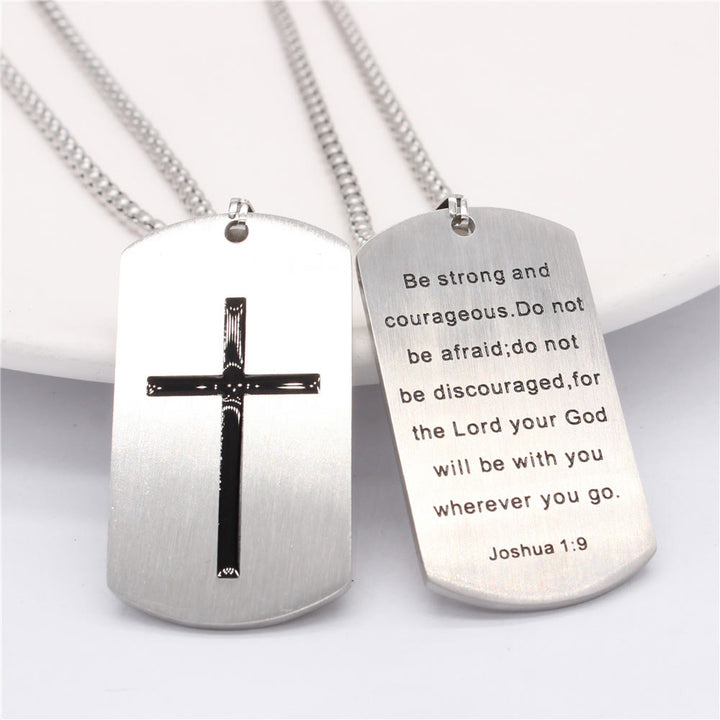 FREE Today: Stainless Steel Cross & Joshua 1:9 Dual - Sided Necklace for Courage - image 3