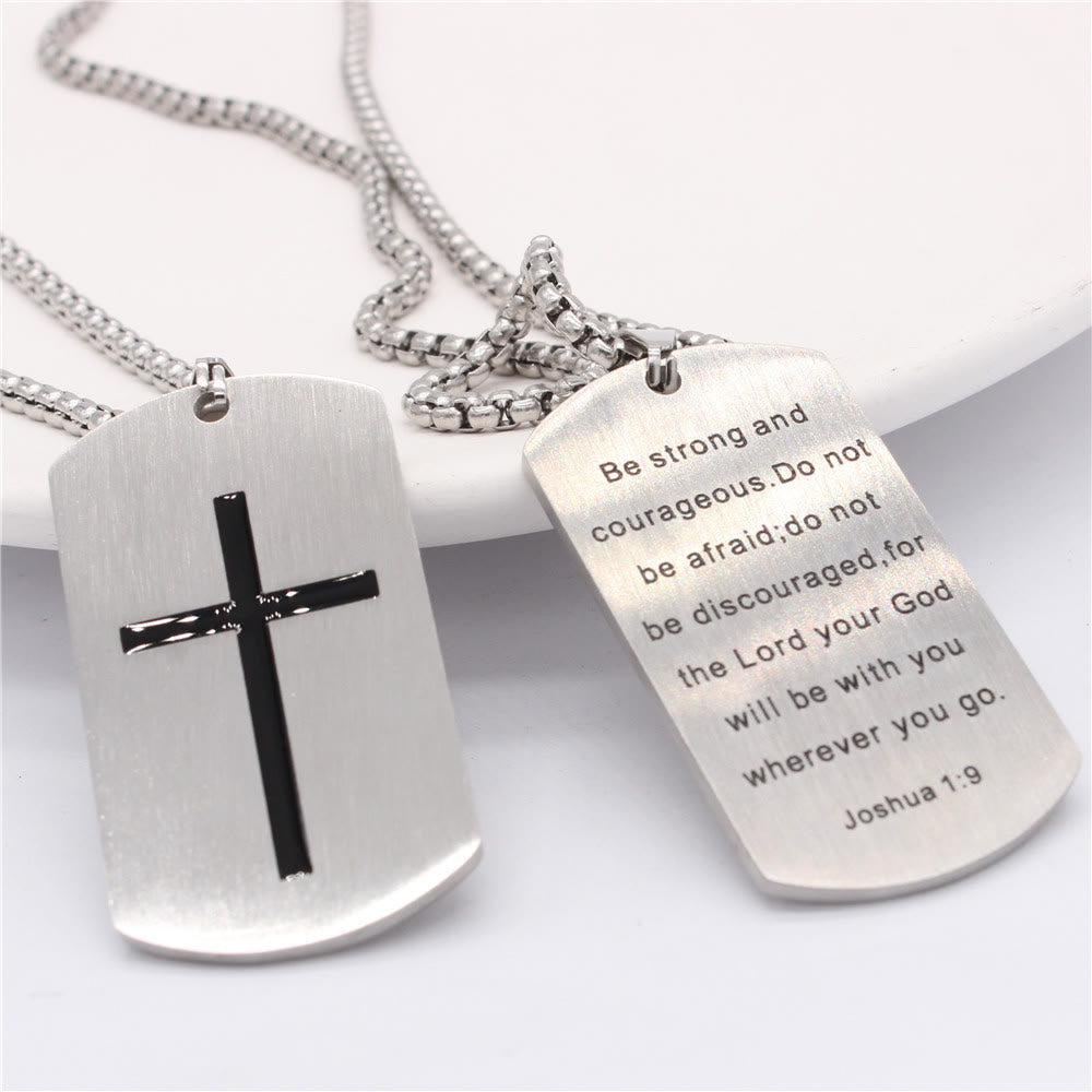 FREE Today: Stainless Steel Cross & Joshua 1:9 Dual - Sided Necklace for Courage - image 4