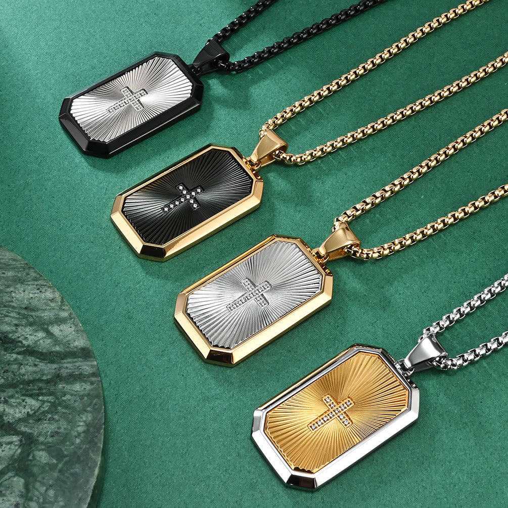 Christianartworkshop Stylish Two - Tone Cross Necklace: Four Faith - Inspired Designs - A - image 0