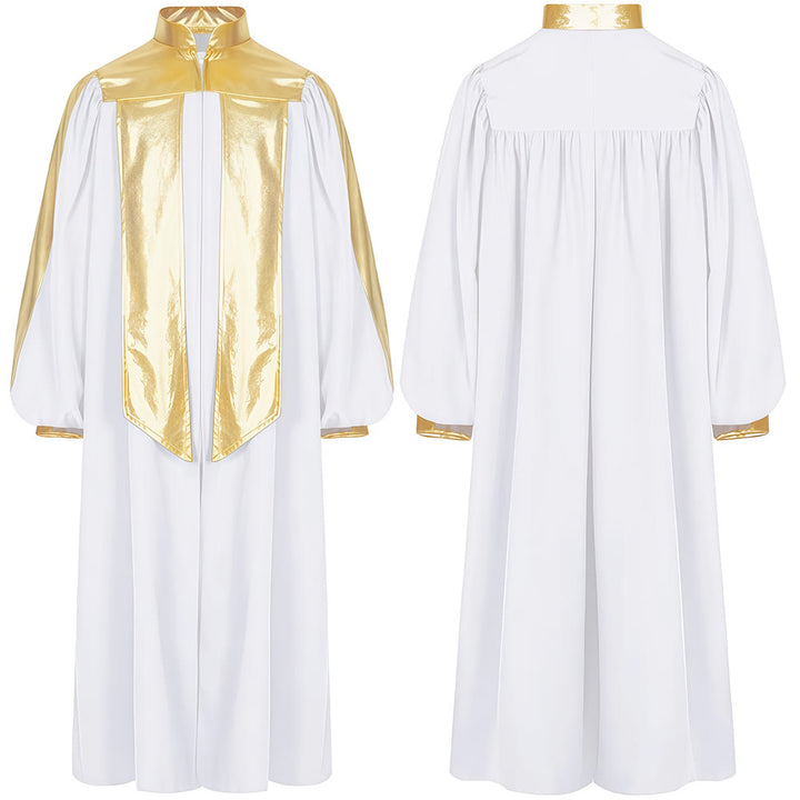 Christianartworkshop Golden-Embellished Clergy Robe: 7 Colors for Liturgical Elegance - White - 2XL - image 7