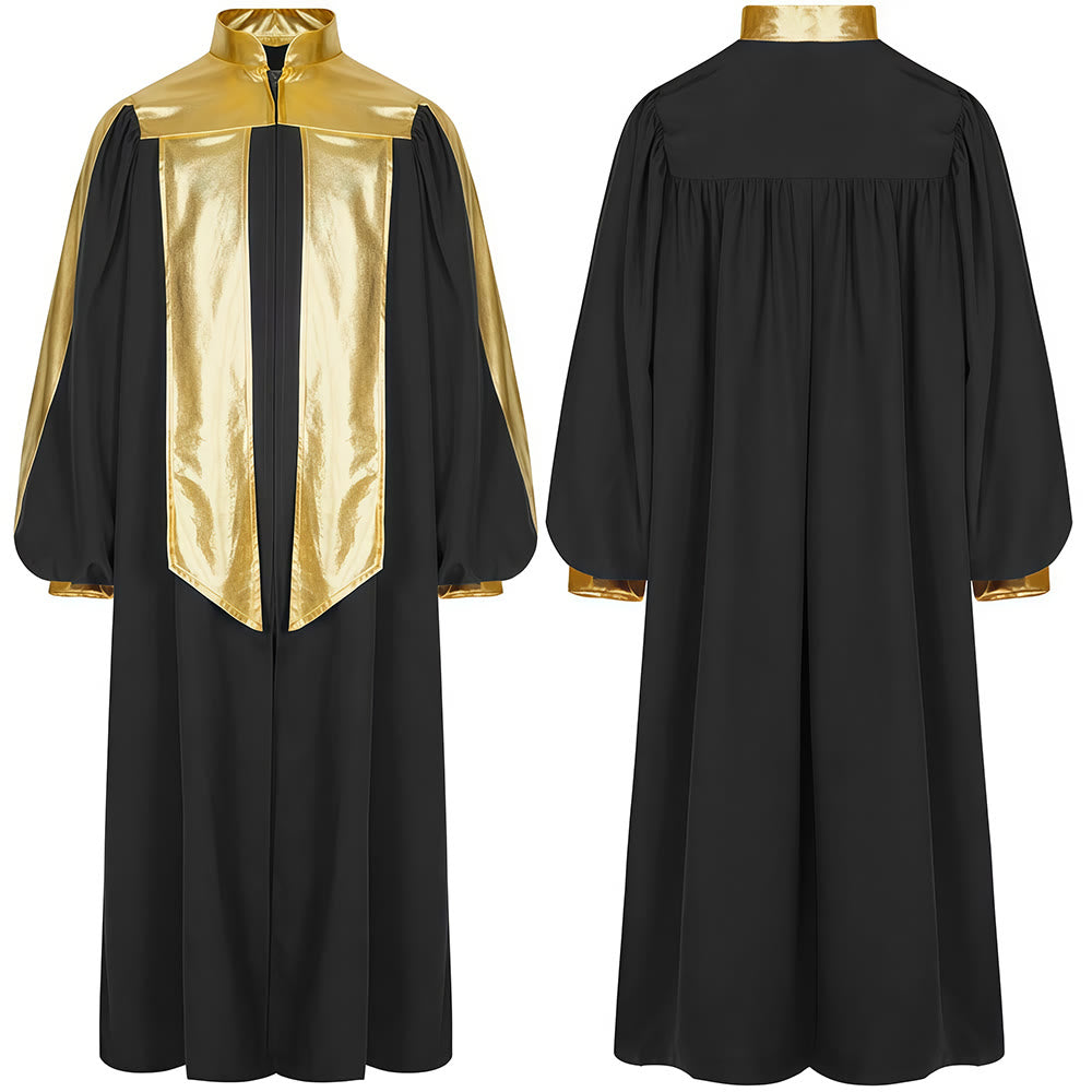 Christianartworkshop Golden-Embellished Clergy Robe: 7 Colors for Liturgical Elegance - Black - 2XL - image 9