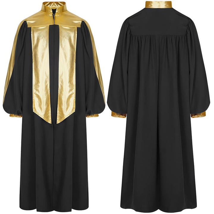 Christianartworkshop Golden-Embellished Clergy Robe: 7 Colors for Liturgical Elegance - Black - 2XL - image 9