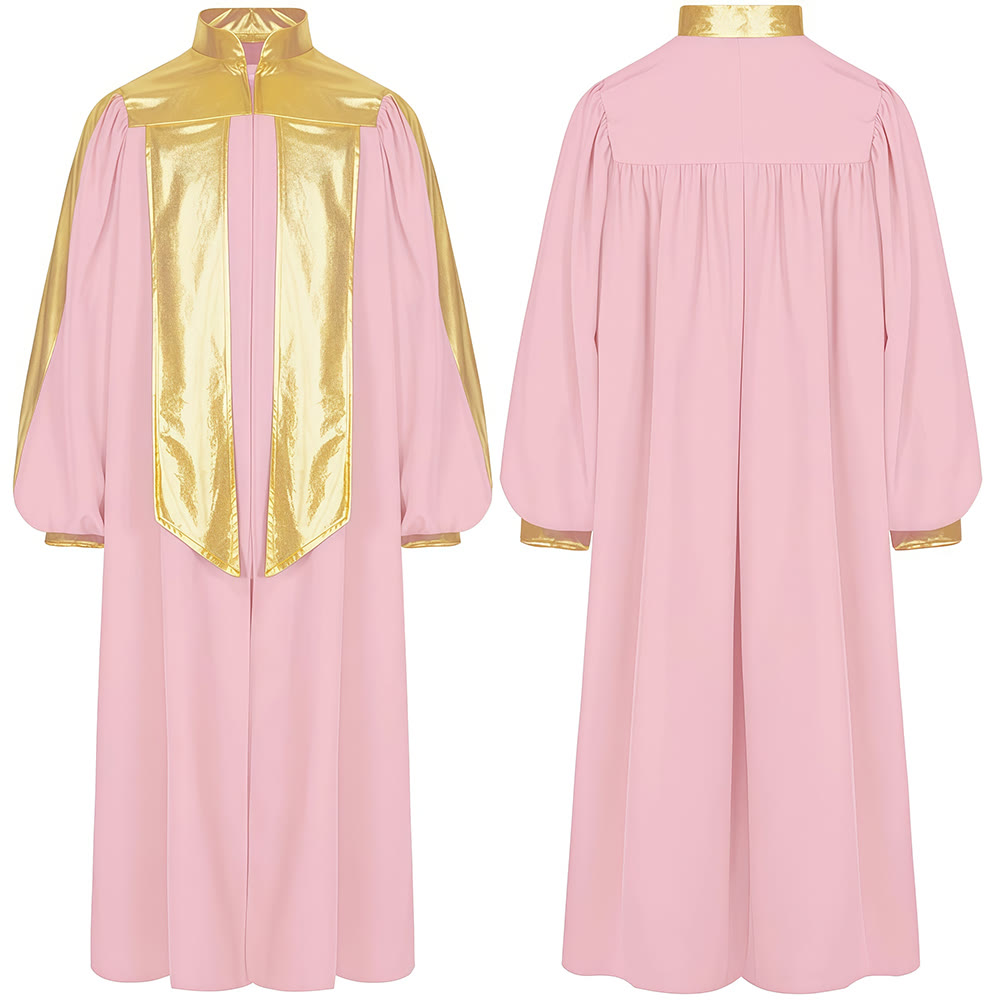 Christianartworkshop Golden-Embellished Clergy Robe: 7 Colors for Liturgical Elegance - Pink - 2XL - image 13
