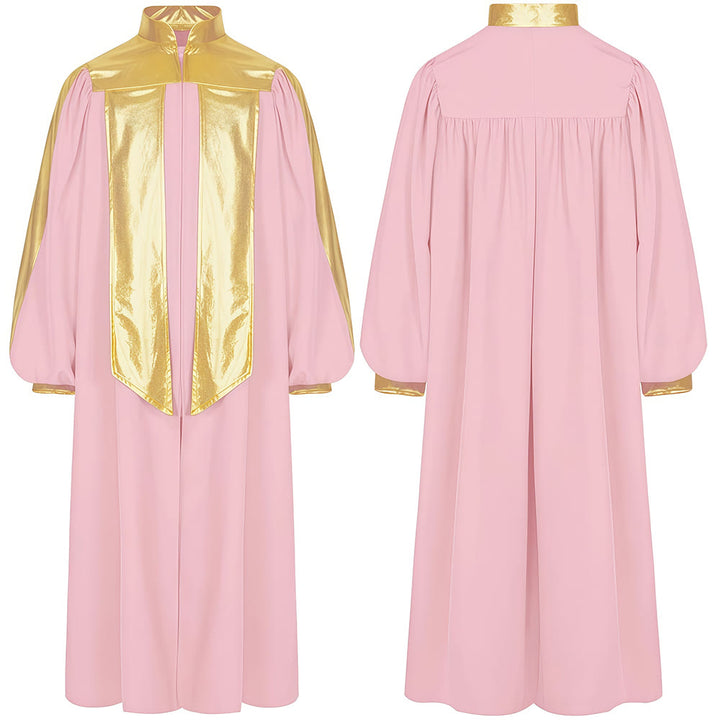 Christianartworkshop Golden-Embellished Clergy Robe: 7 Colors for Liturgical Elegance - Pink - 2XL - image 13