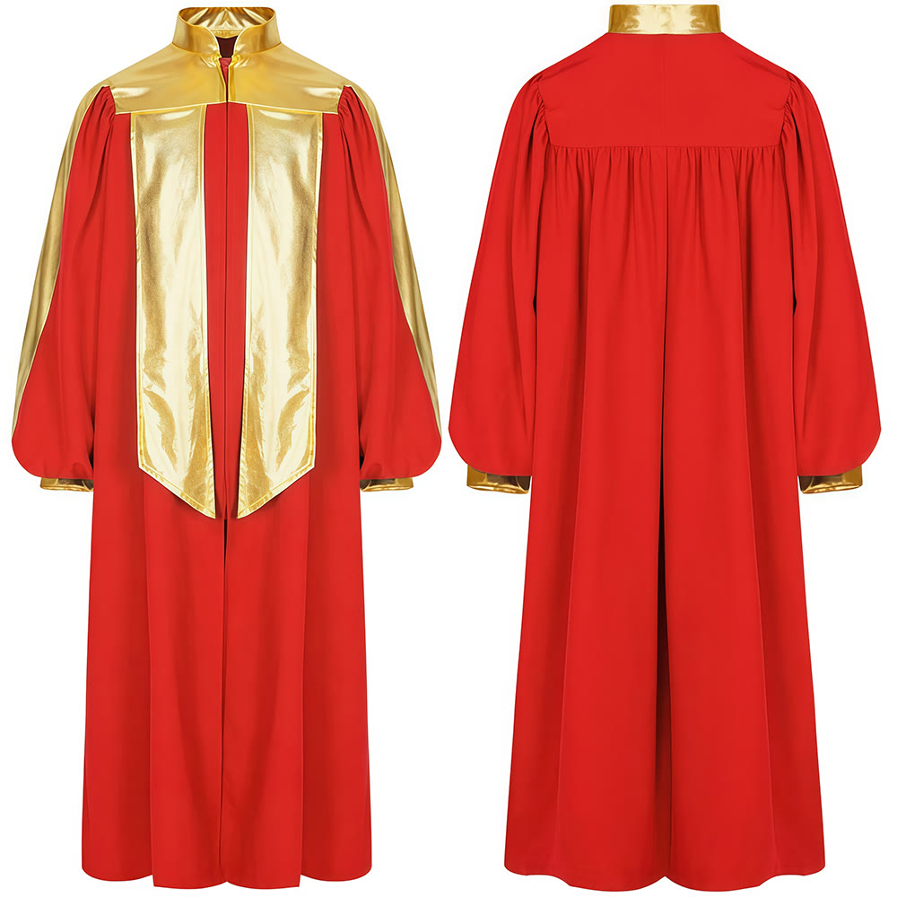 Christianartworkshop Golden-Embellished Clergy Robe: 7 Colors for Liturgical Elegance - Red - 2XL - image 3