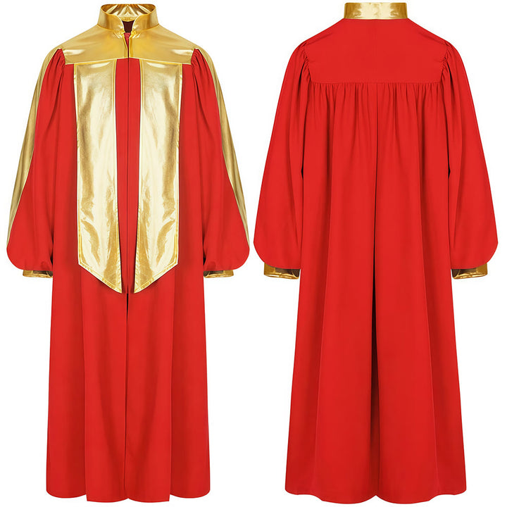 Christianartworkshop Golden-Embellished Clergy Robe: 7 Colors for Liturgical Elegance - Red - 2XL - image 3