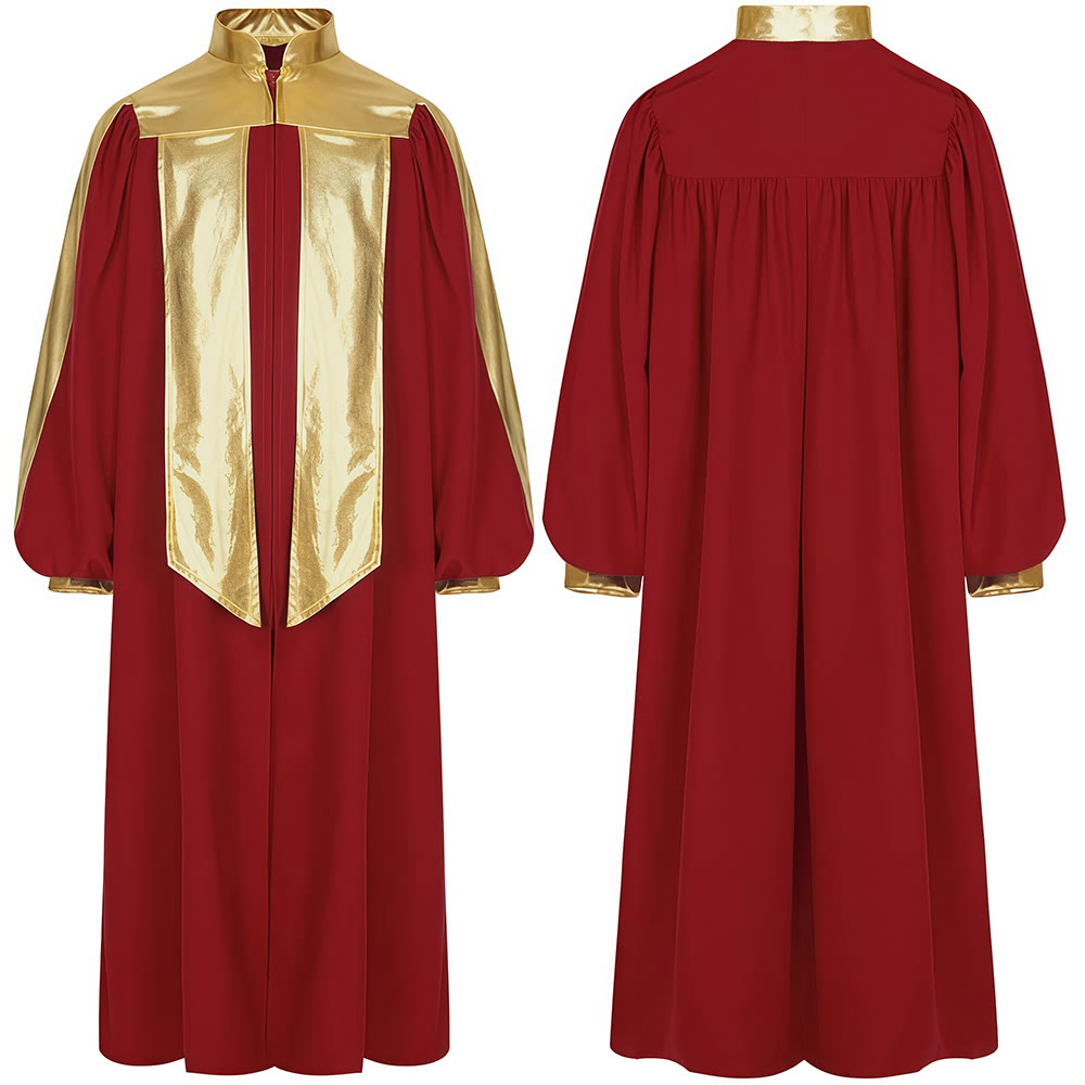 Christianartworkshop Golden-Embellished Clergy Robe: 7 Colors for Liturgical Elegance - Wine - 2XL - image 5