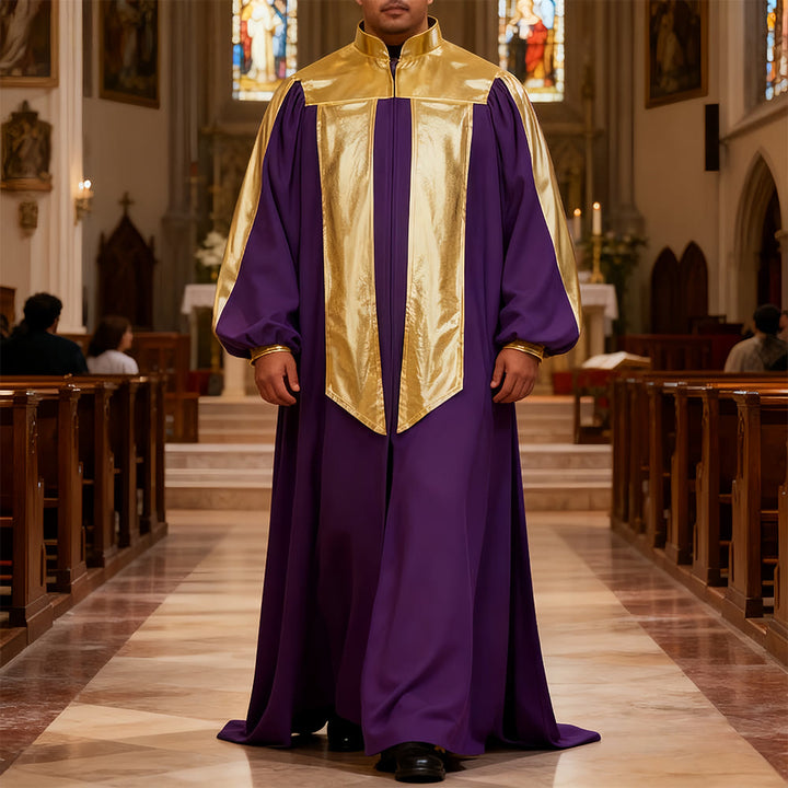 Christianartworkshop Golden-Embellished Clergy Robe: 7 Colors for Liturgical Elegance - image 10