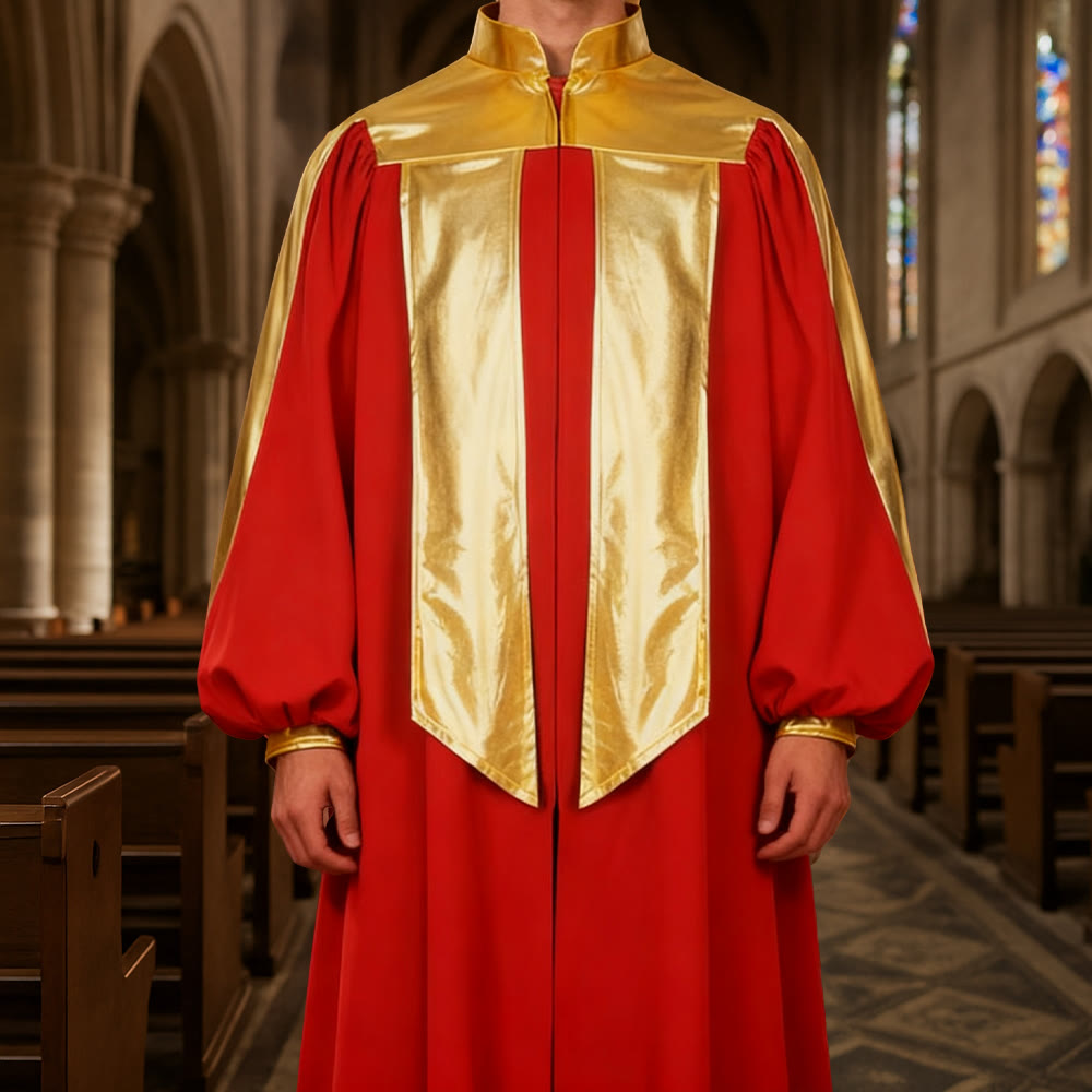 Christianartworkshop Golden-Embellished Clergy Robe: 7 Colors for Liturgical Elegance - image 2