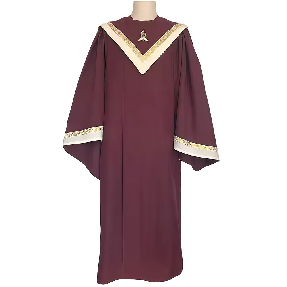 Christianartworkshop Burgundy Clergy Robe with Golden Holy Spirit Detail & V-Collar Design - image 4
