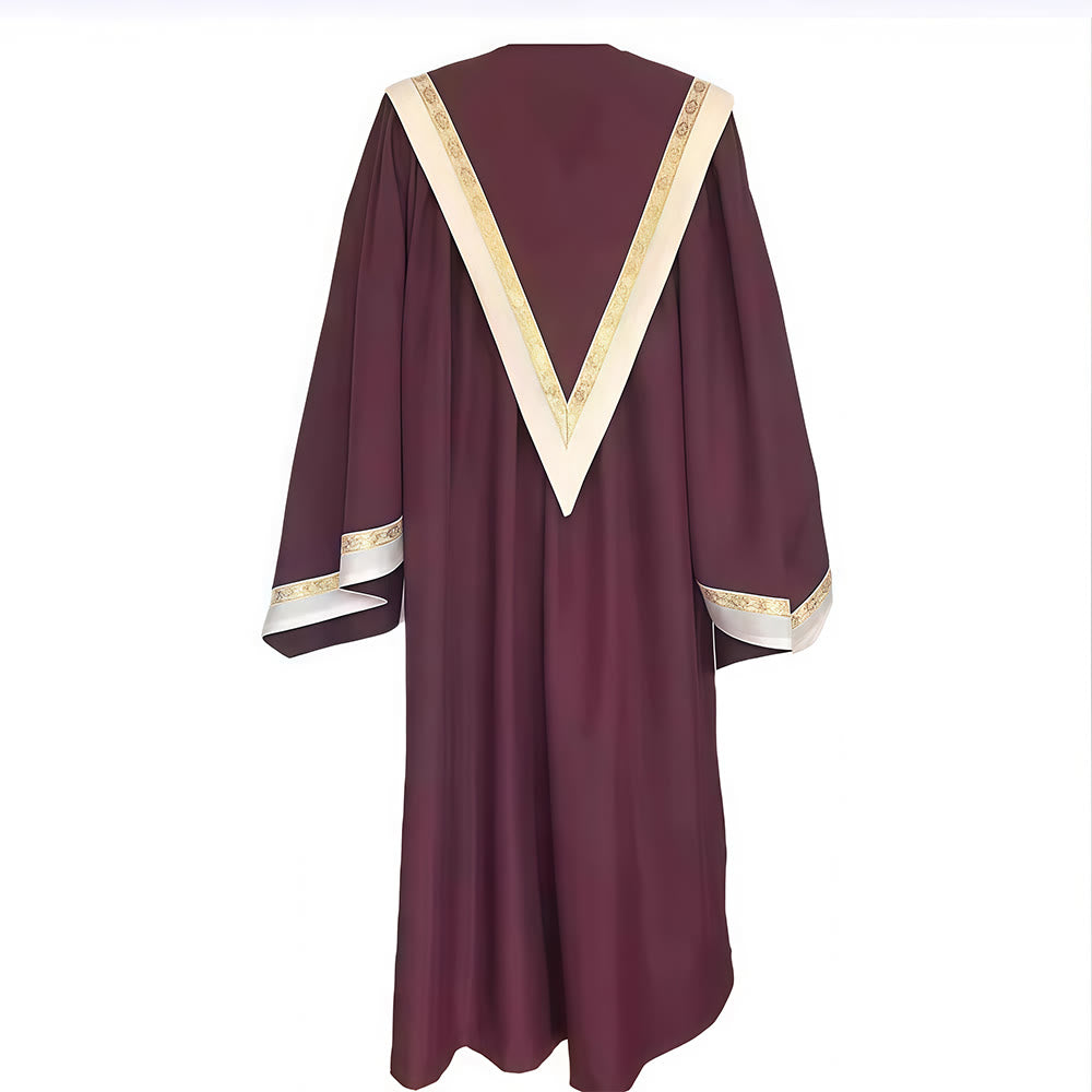 Christianartworkshop Burgundy Clergy Robe with Golden Holy Spirit Detail & V-Collar Design - image 5