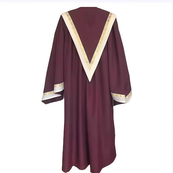Christianartworkshop Burgundy Clergy Robe with Golden Holy Spirit Detail & V-Collar Design - image 5