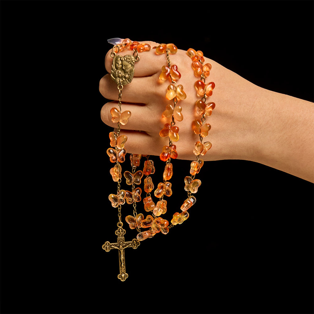FREE Today: Amber Butterfly Beads with Crucifix & Holy Family Animal Rosary - image 1
