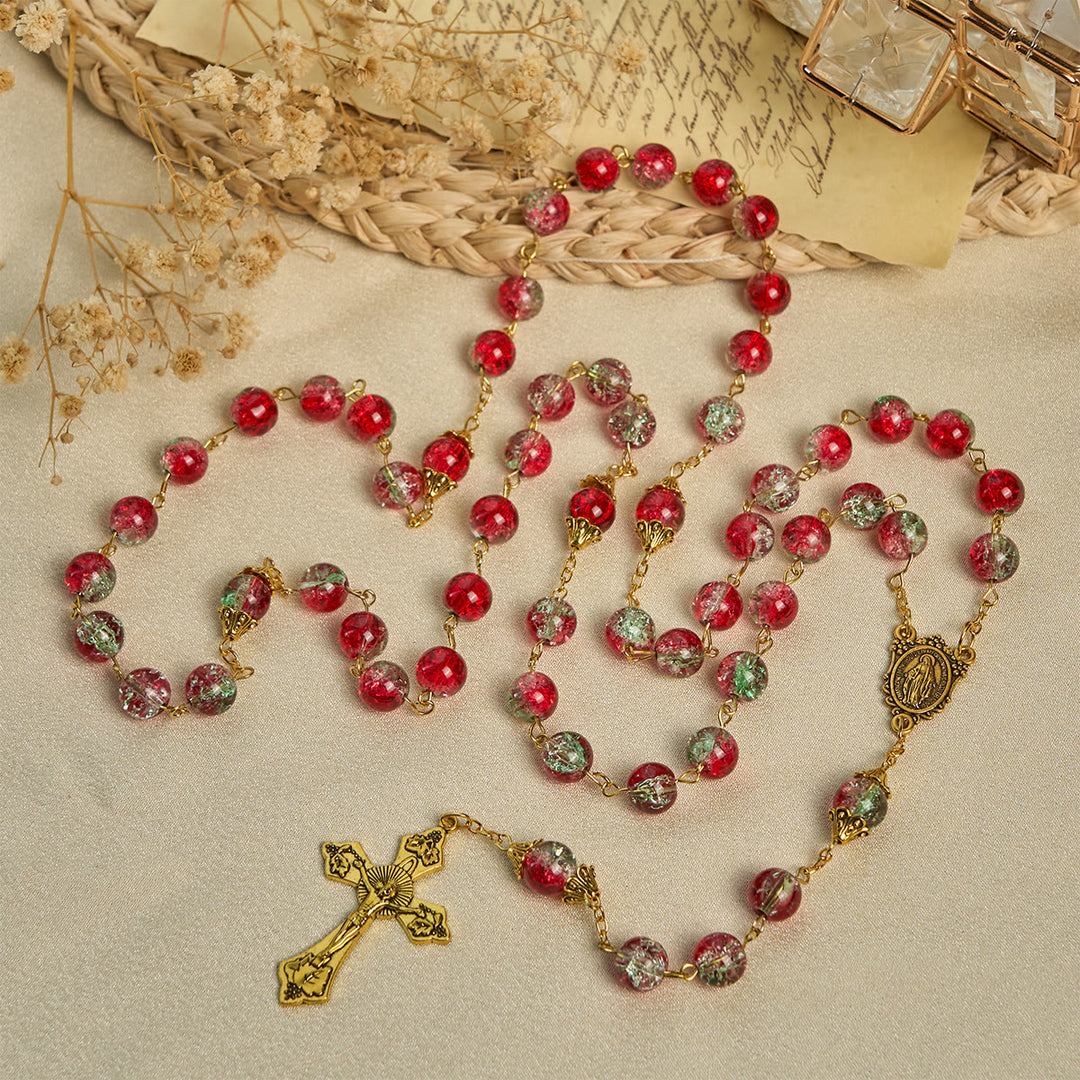 Christianartworkshop Christmas Gift: Christmas - Themed Red Bead Rosary with Golden Crucifix & Madonna Medal - image 11