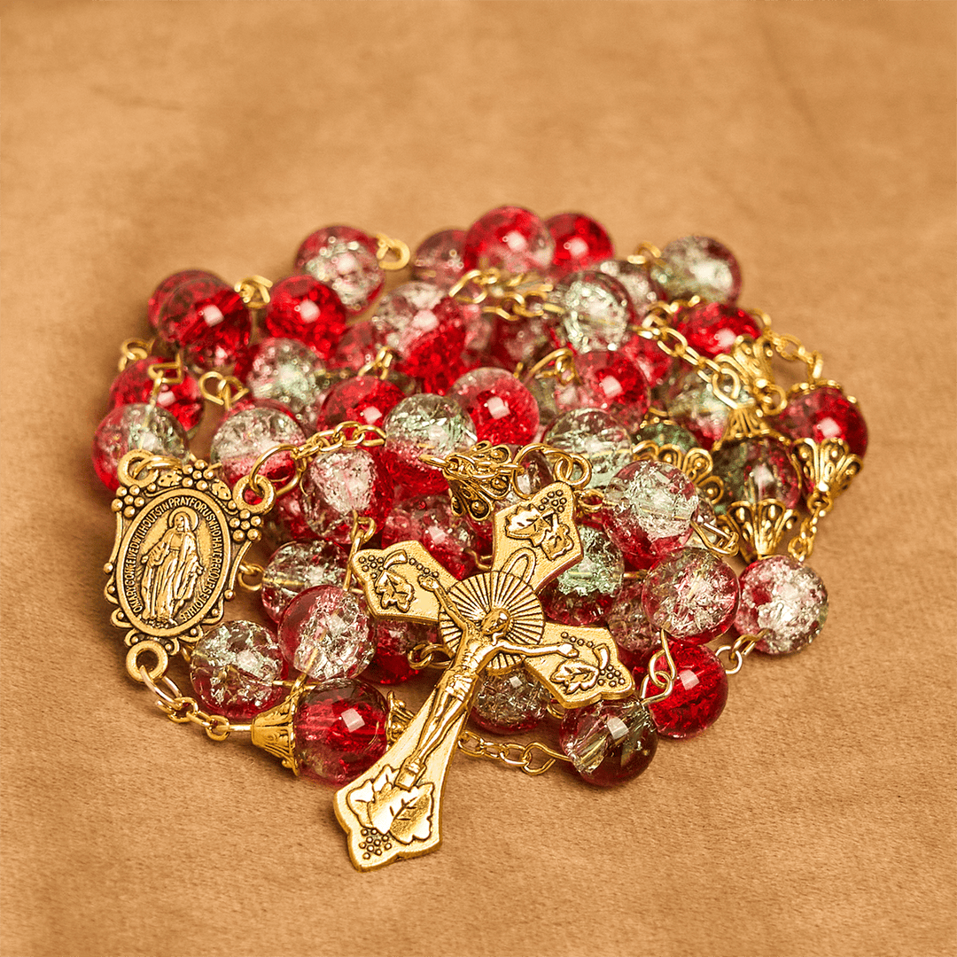 Christianartworkshop Christmas Gift: Christmas - Themed Red Bead Rosary with Golden Crucifix & Madonna Medal - image 14