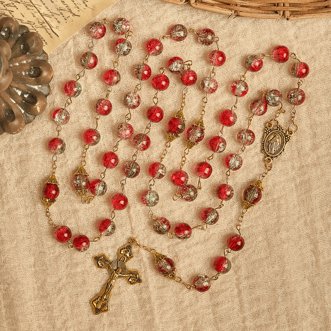 FREE Today: Christmas - Themed Red Bead Rosary with Golden Crucifix & Madonna Medal - image 5