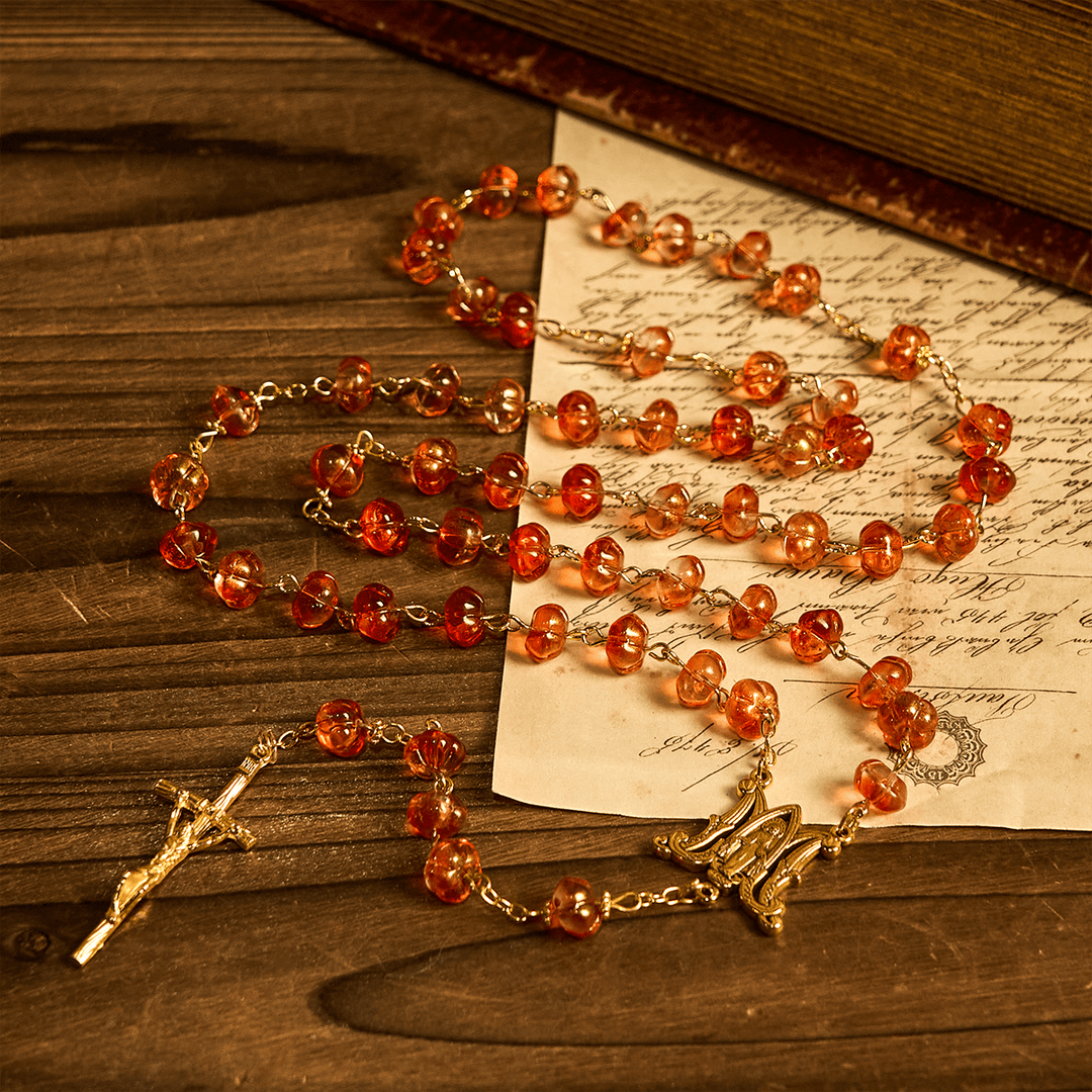 Christianartworkshop PRAYERFUL FAITH: Halloween - Themed Pumpkin - Shaped Beads Rosary - image 3