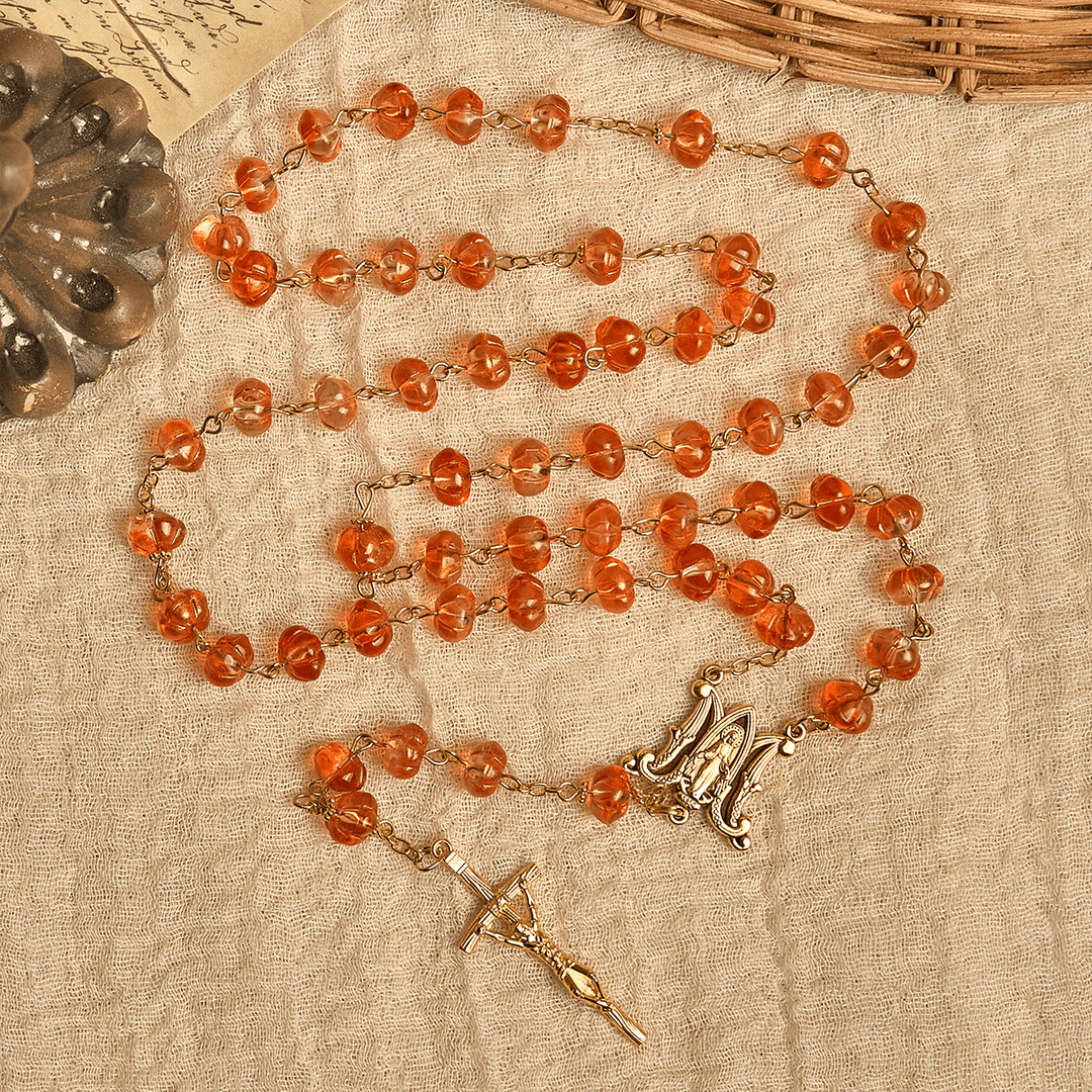 Christianartworkshop PRAYERFUL FAITH: Halloween - Themed Pumpkin - Shaped Beads Rosary - image 8