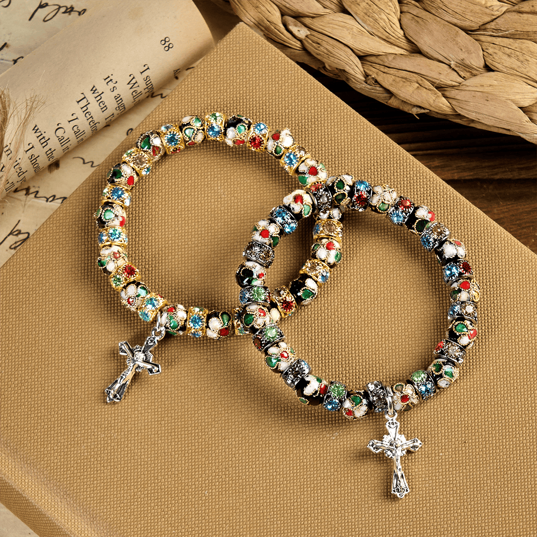 FREE Today: Handcrafted Cloisonné Beads Timeless Faith Bracelet: A Testament of Christ's Presence - image 4