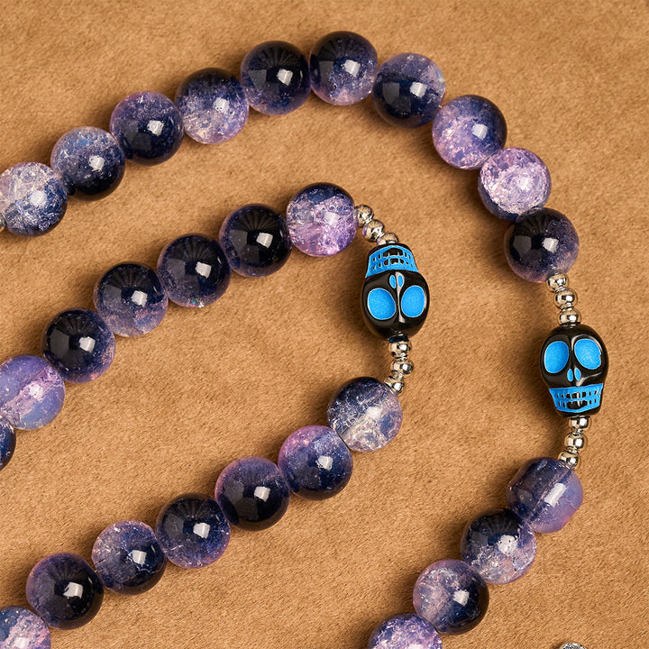 Christianartworkshop Halloween Gothic Rosary: Purple Beads, Skull Details & Silver Crucifix - image 7