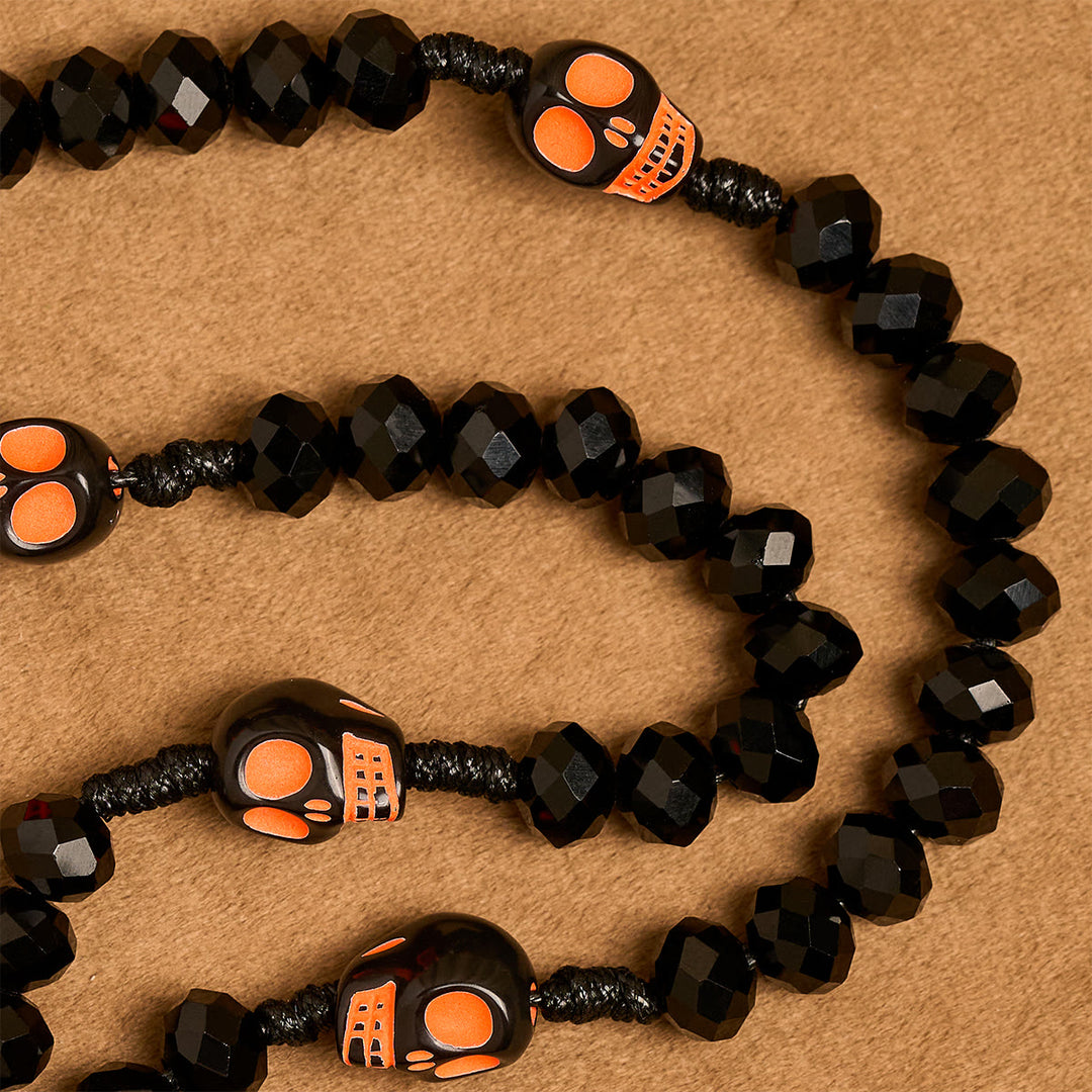 Christianartworkshop Halloween Gothic Style Rosary: Black Skull Design with Golden Crucifix - image 6