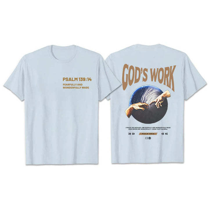 Christianartworkshop God's work.Psalm 139:14 Unisex Cotton T-Shirt - Blue - 2XL - image 6