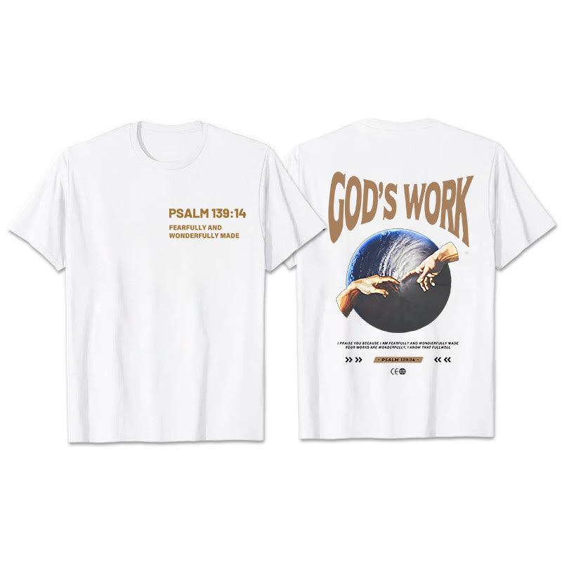 Christianartworkshop God's work.Psalm 139:14 Unisex Cotton T-Shirt - White - 2XL - image 1
