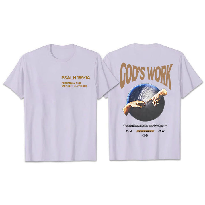 Christianartworkshop God's work.Psalm 139:14 Unisex Cotton T-Shirt - Purple - 2XL - image 5