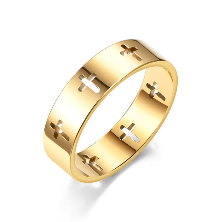 FREE Today: Multi - Cross Cutout Band Ring: Two - Color Stainless Steel Faith Jewelry - image 2