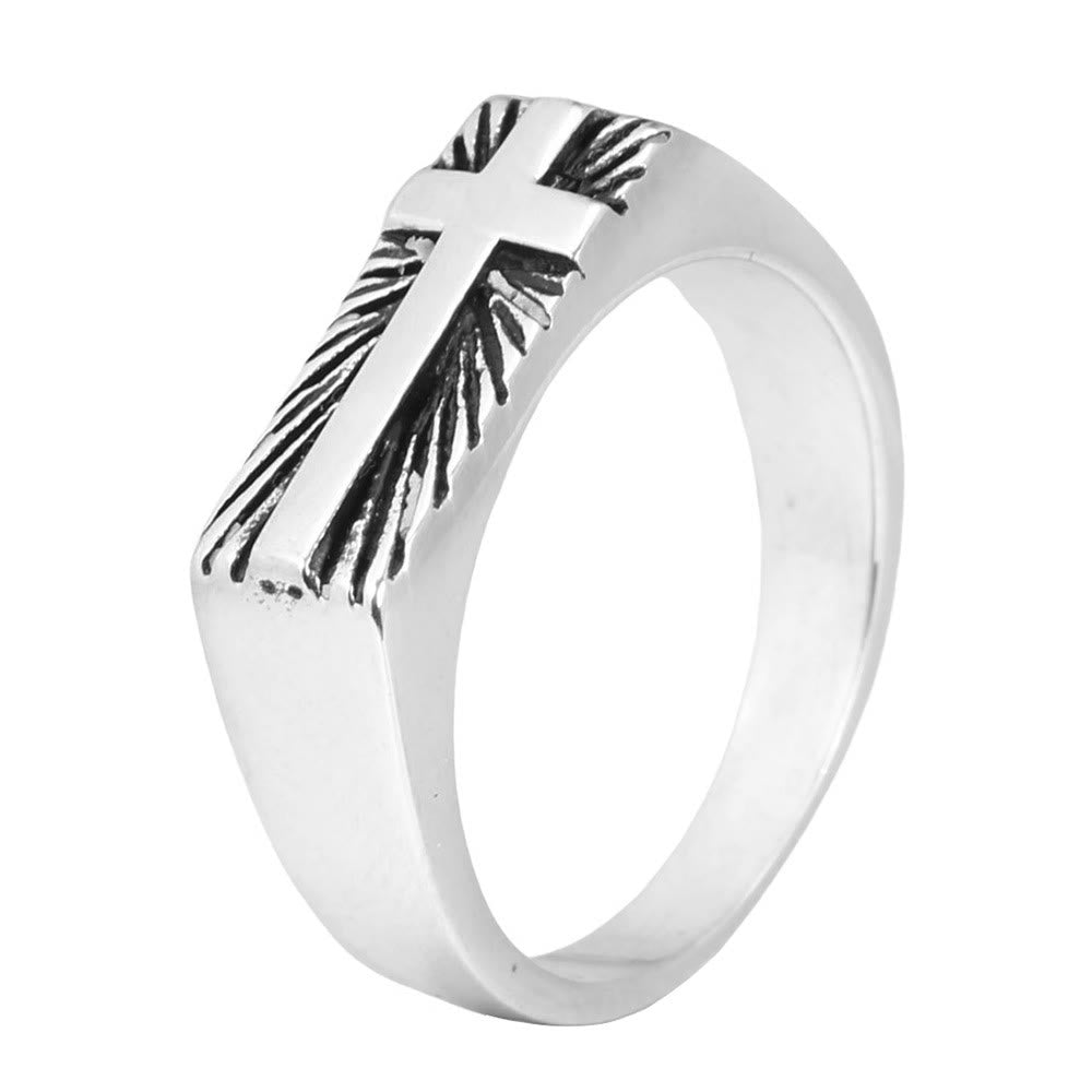 FREE Today: Edgy Religious Cross Ring: Stainless Steel with Radiant Detailing - image 3