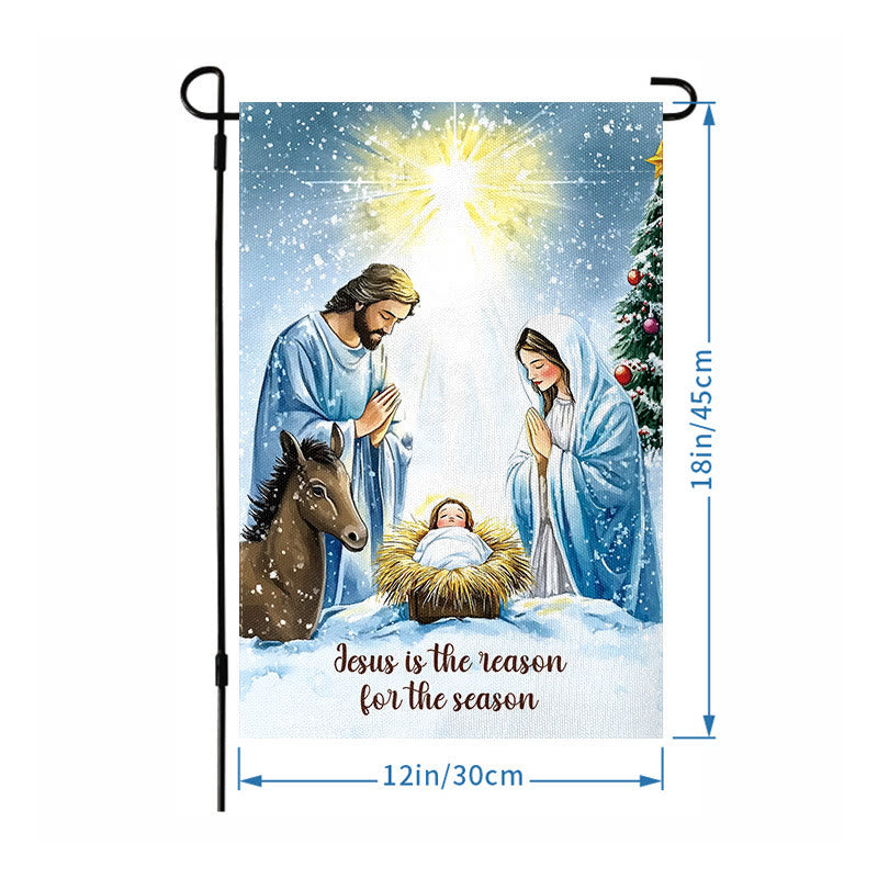 Rustic Style Nativity Scene Garden Flag with Holy Family: Embrace Christ's Miracle - image 6