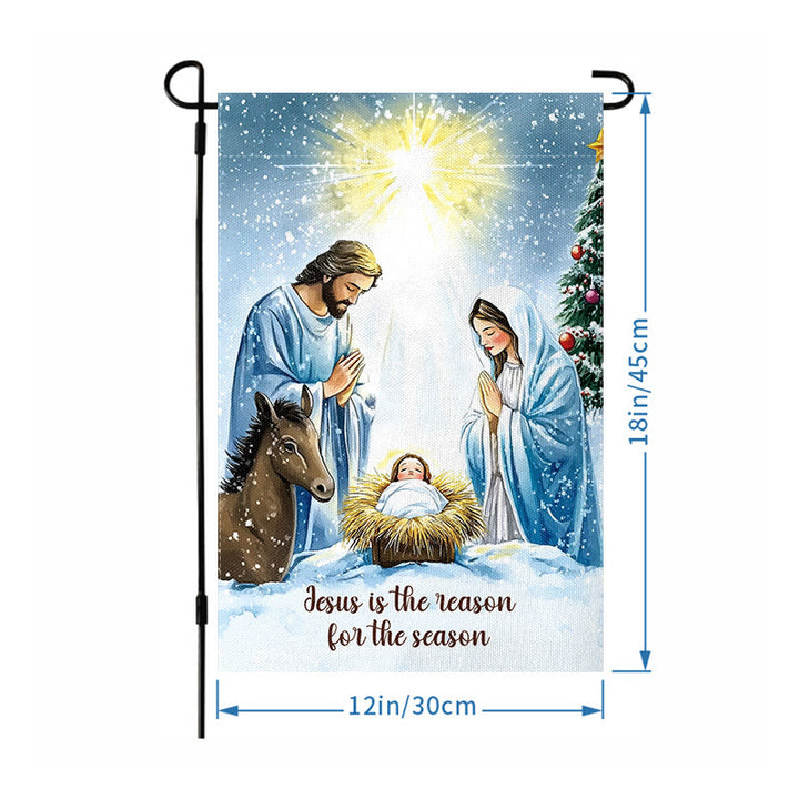 Rustic Style Nativity Scene Garden Flag with Holy Family: Embrace Christ's Miracle - image 6