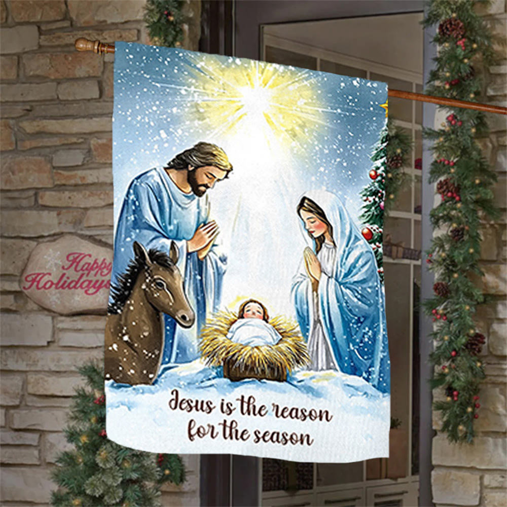 Rustic Style Nativity Scene Garden Flag with Holy Family: Embrace Christ's Miracle - image 5