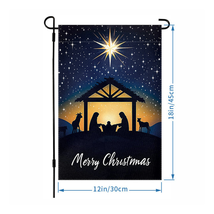 Christianartworkshop Bethlehem Star & Holy Family Christmas Garden Flag: Merry Christmas Display - image 2