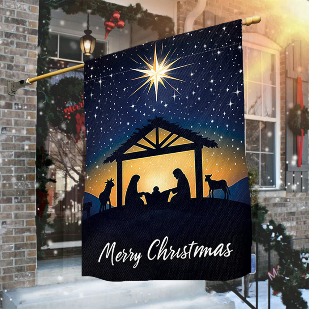 Christianartworkshop Bethlehem Star & Holy Family Christmas Garden Flag: Merry Christmas Display - image 4