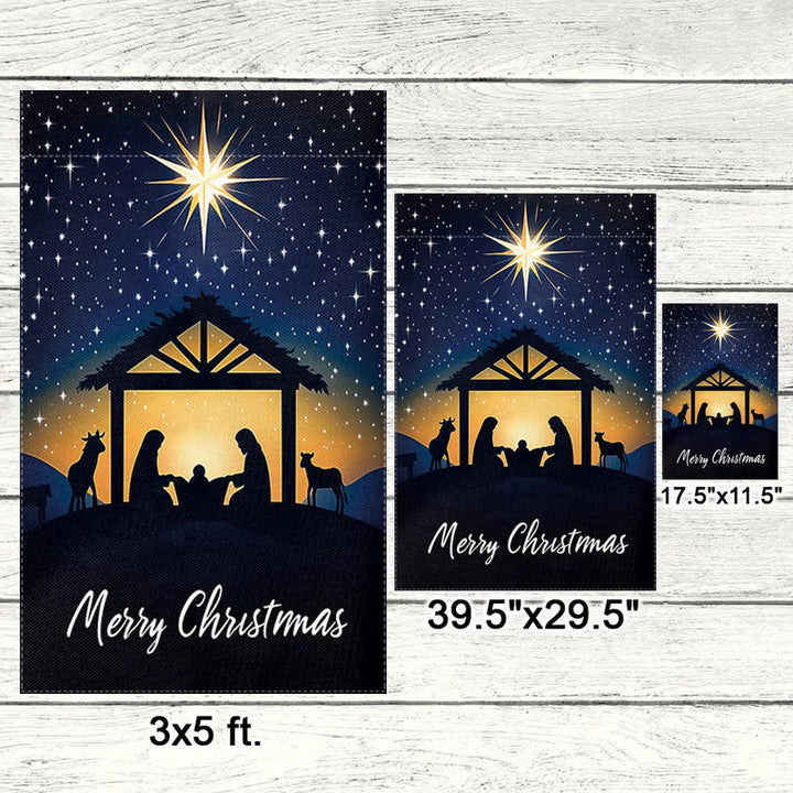Christianartworkshop Bethlehem Star & Holy Family Christmas Garden Flag: Merry Christmas Display - image 3