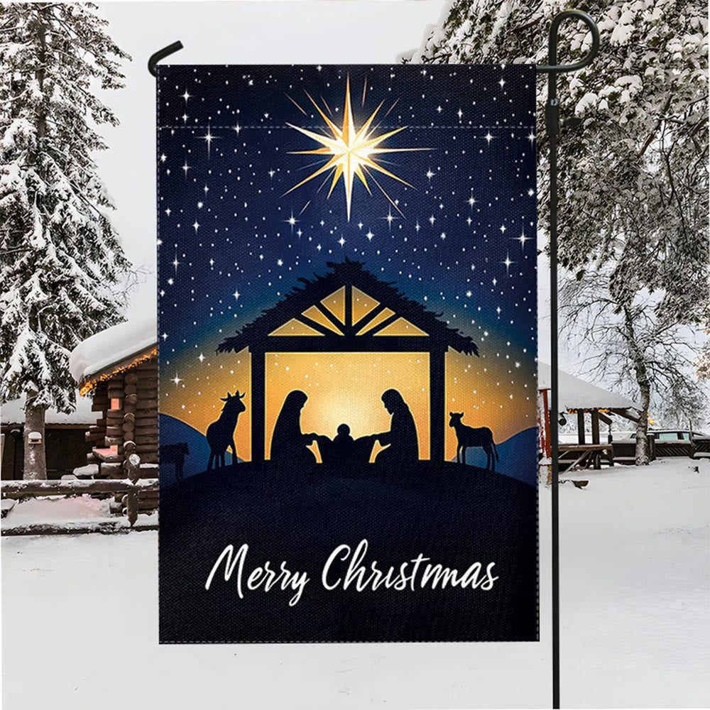 Christianartworkshop Bethlehem Star & Holy Family Christmas Garden Flag: Merry Christmas Display - image 5
