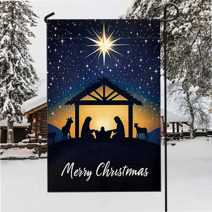 Christianartworkshop Bethlehem Star & Holy Family Christmas Garden Flag: Merry Christmas Display - image 5