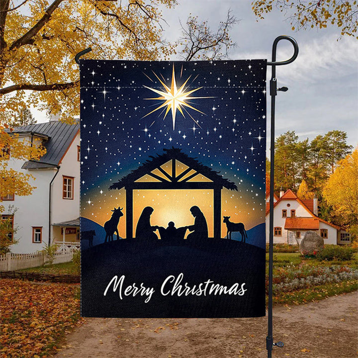 Christianartworkshop Bethlehem Star & Holy Family Christmas Garden Flag: Merry Christmas Display - image 6