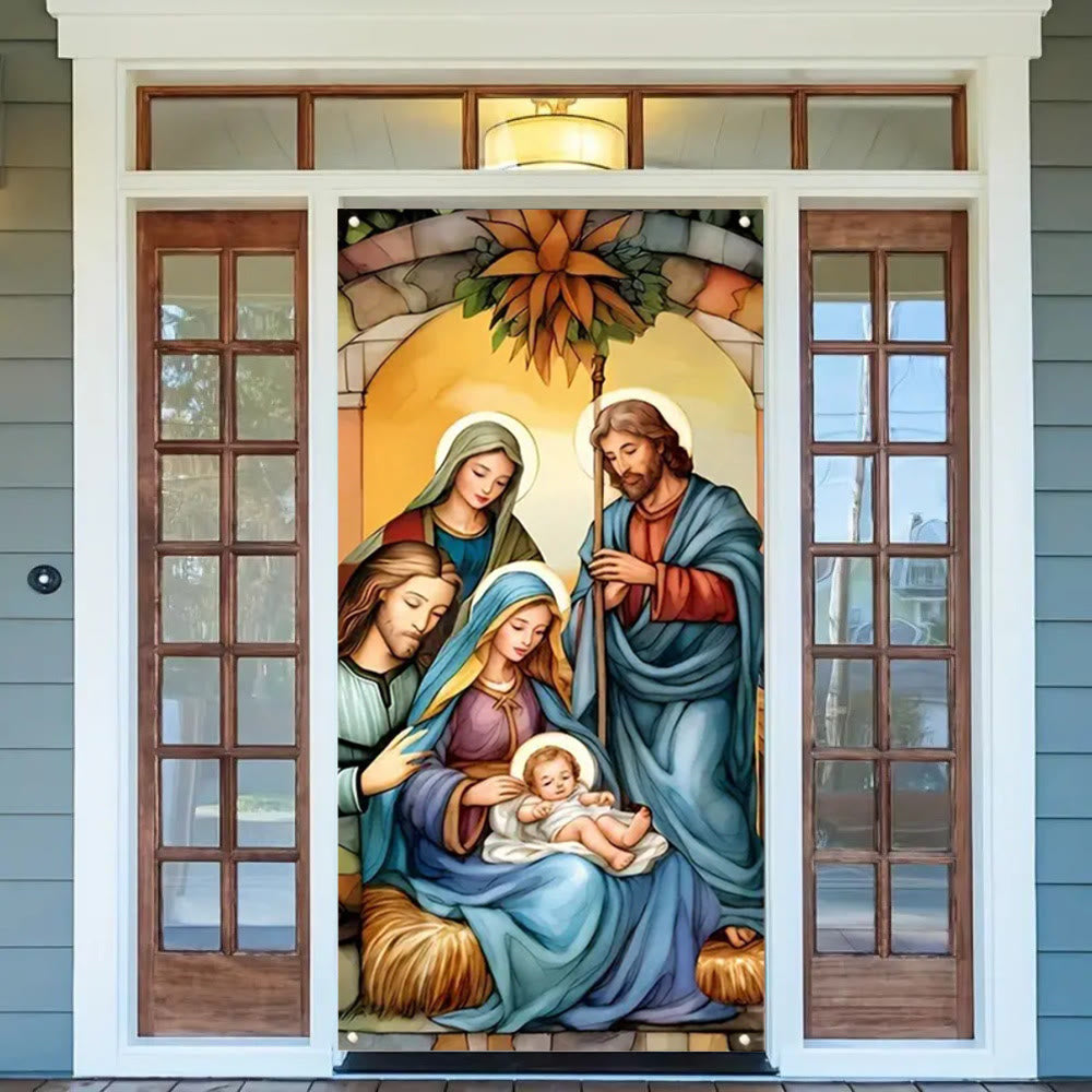 Vibrant Sacred Holy Family Door Curtain with Nativity Scene: Share Holiday Faith - image 4