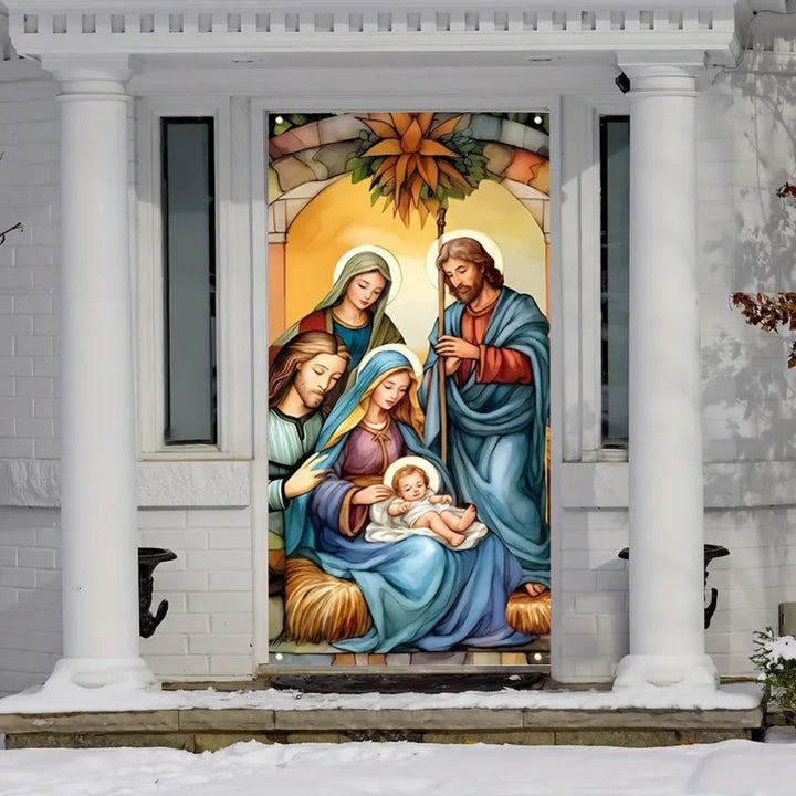Vibrant Sacred Holy Family Door Curtain with Nativity Scene: Share Holiday Faith - image 3