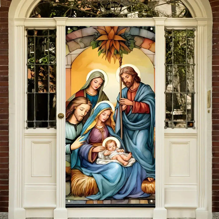Vibrant Sacred Holy Family Door Curtain with Nativity Scene: Share Holiday Faith - image 2