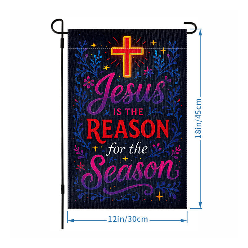 Christianartworkshop Vibrant Lettering Jesus is the Reason Cross Garden Flag - image 5