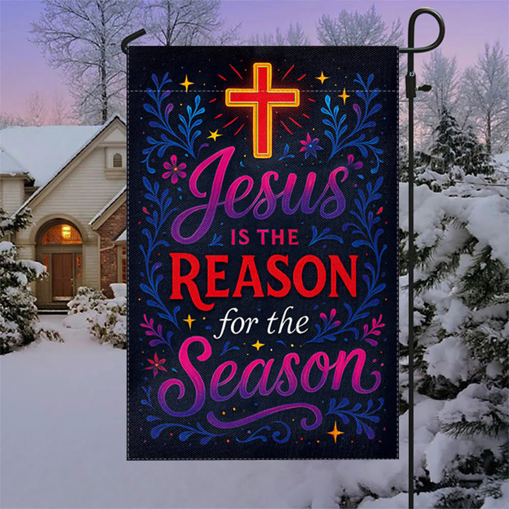 Christianartworkshop Vibrant Lettering Jesus is the Reason Cross Garden Flag - image 2