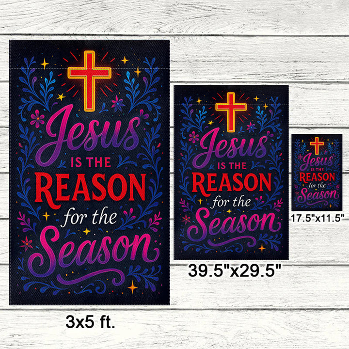 Christianartworkshop Vibrant Lettering Jesus is the Reason Cross Garden Flag - image 6