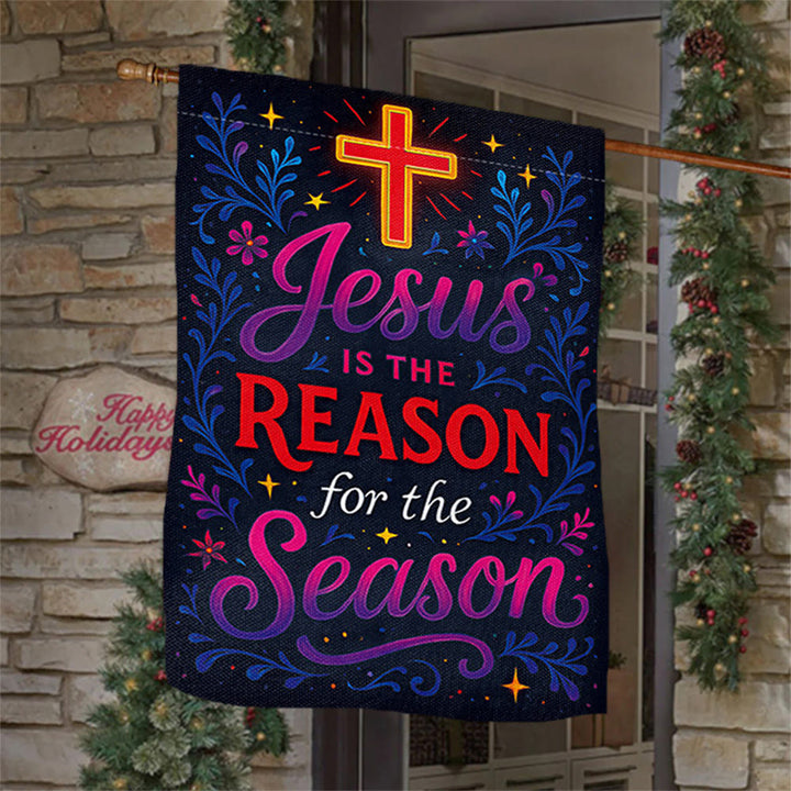 Christianartworkshop Vibrant Lettering Jesus is the Reason Cross Garden Flag - 90×150cm (3×5 ft.) - image 0