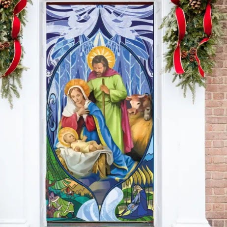 Christianartworkshop Richly Colored Holy Family Door Curtain: Nativity Scene for Holiday - 90*180cm - image 0