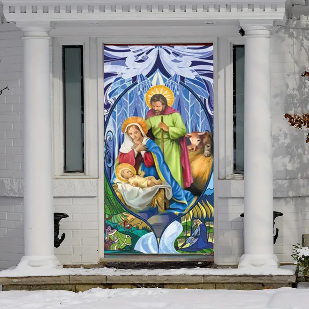 Christianartworkshop Richly Colored Holy Family Door Curtain: Nativity Scene for Holiday - image 1